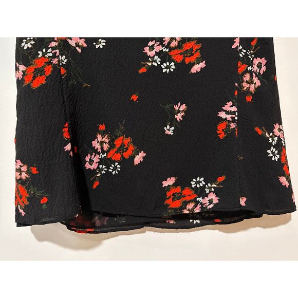 Rebecca Taylor Marguerite Black Floral Silk Top Size US XS 2 (EU 6) EUC Ruffles - Picture 10 of 11